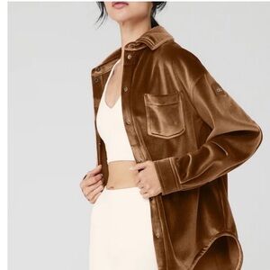 ALO Ribbed Velour Mountain Side Shacket Cinnamon Brown